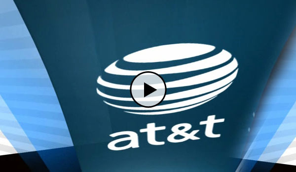 Video screen with AT&T graphics